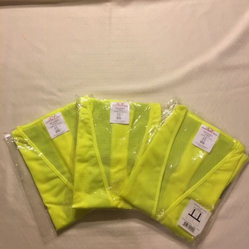 3) PIP Safety Vests 302-702-LY/LClass2 LeveL2 Traffic Hunting Construction LG