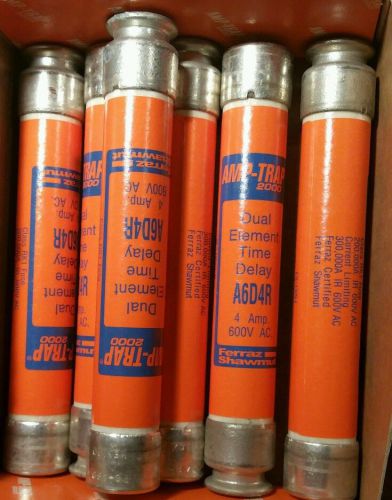 LOT OF 6 FERRAZ SHAWMUT A6D4R FUSES 4 amp 600V