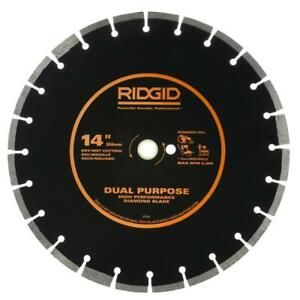 RIDGID Dual Purpose Diamond Blade  14 in. Saw Blade  Segmented In Black.