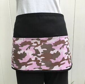 Camo Pink One Side Black Other Side 2 In One waitress waist 3 pocket restaurant