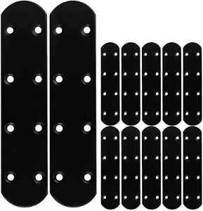 12PCS Flat Straight Brace, 6.7” Heavy Duty Black Straight Bracket, 1.5”Wide Iron