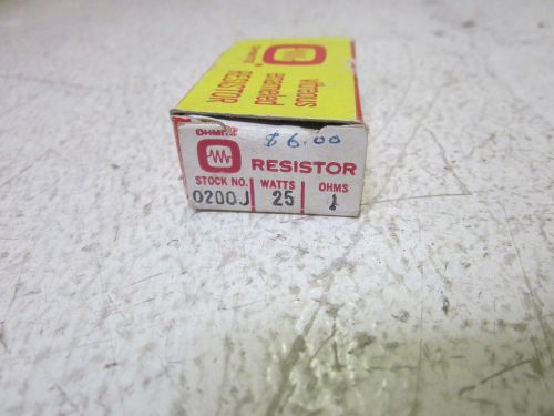 OHMITE 0200J 25W 1OHMS RESISTOR  *NEW IN A BOX*