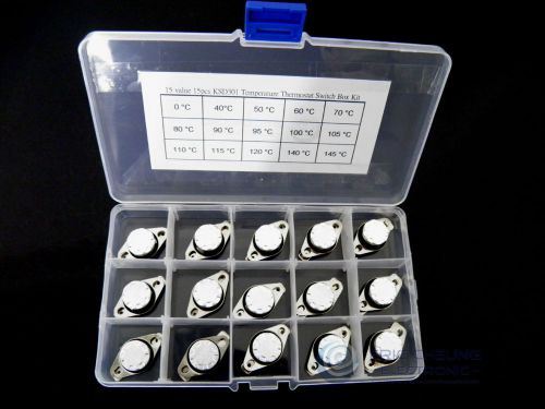 15value 15pcs ksd301 10a 250v thermostat temperature switch box kit 3 for sale