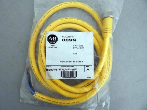 Allen bradley  889n-f4af-6f - cordset, 4 pin mini qd straight, 6 feet, 16 awg for sale