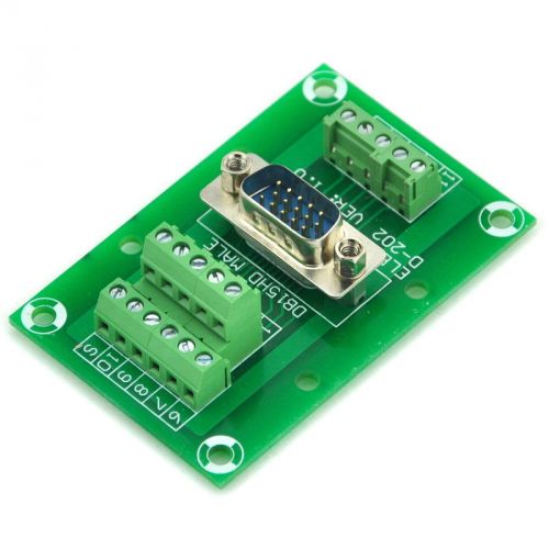 D-SUB DB15HD Male Header Breakout Board, Terminal Block, Connector.