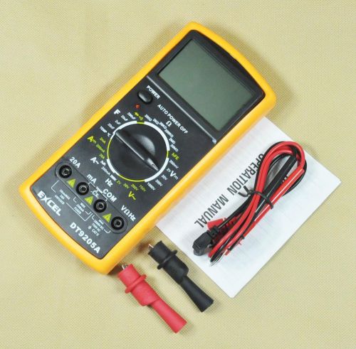 New EXCEL Digital Multimeter DT9205A LCD AC/DC Ammeter Resistance Capacitance