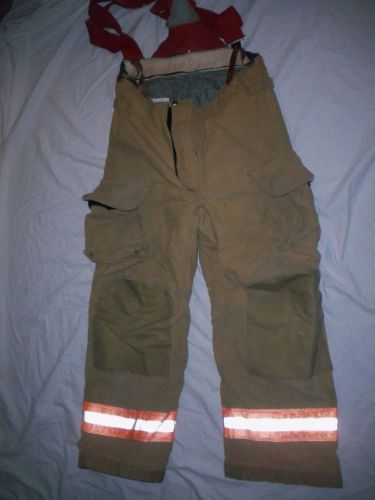 Janesville Structural Fire Pants Size 34R Model PLK2PSUM Tan W/Orange Reflectors