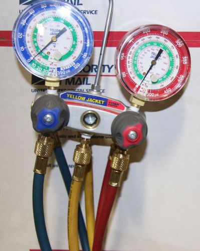 (1) Used Yellow Jacket Manifold Gauge and Hose Set, 2 Valve Mfg Number 49867