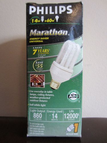 Philips Marathon Universal ALTO SLS 14W 120V 60W Energy Saver Bulb New In Box