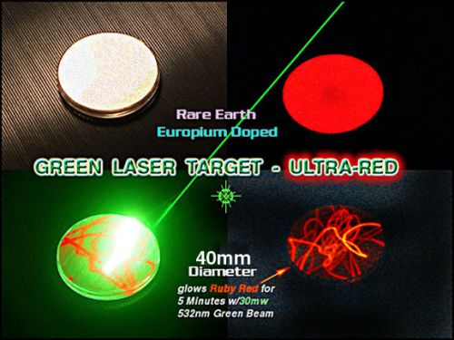 Green lasertarget 2 inch dia.f/ 532nm green lasers - glows ultra red when struck for sale