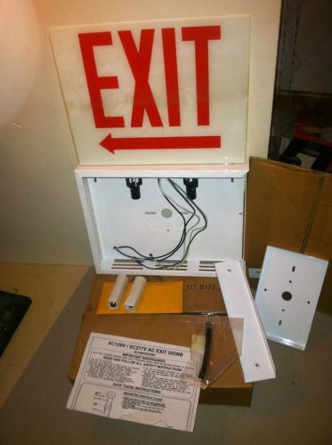 Exit nos in box light metal frame glass sign w/arrow incandescent xc110v-xc277v for sale