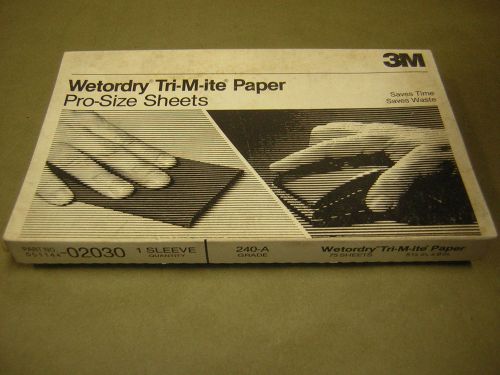 3m 02030  Wet Dry sandpaper 9&#034; x 5 1/2&#034;  sheets 240 grit 50 sheet pk  1/2 sheets