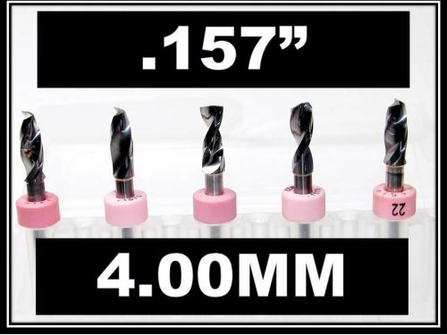 .157&#034; - 4.00mm - 1/8&#034; Shank  Carbide Drill Bits FIVE Pcs CNC Dremel Model Hobby