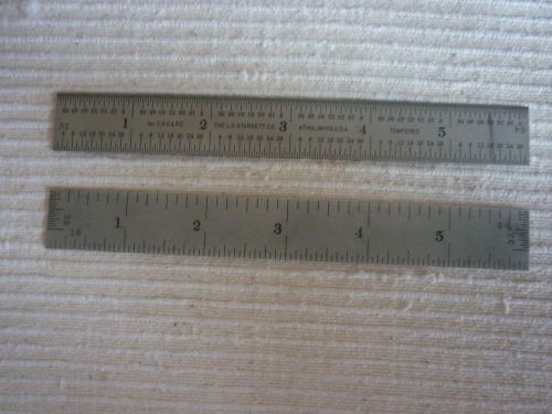 2 USED STARRETT 6&#034; TEMPERED STEEL RULE, 3/4&#034; WIDTH, 3/64&#034; THICK