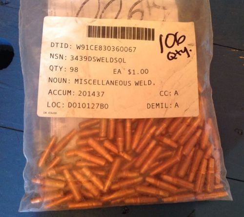 Miller Mig Weld Tips Bag of 106 Miscellaneous Tips.  (D3)