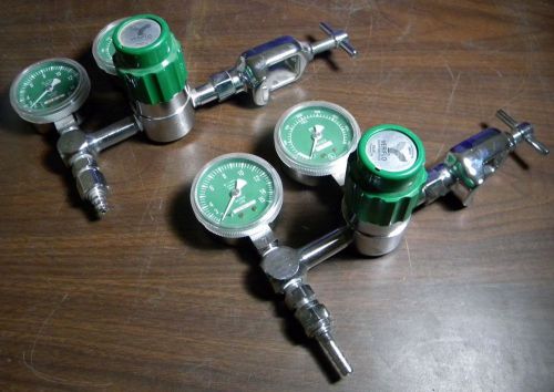 Pair of veriflo 19600806 oxygen control valve with 2 guages &amp; clamp for sale