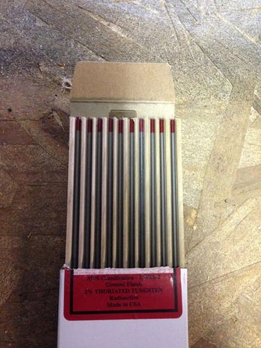 10 GTP SYLVANIA TIG TUNGSTEN ELECTRODES 2% THORIATED 3/32&#034;&#034; LONG Made in USA