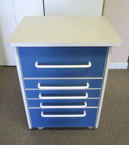 A-dec mobile doctor&#039;s cabinet rolling dental medical doctor cart taupe &amp; blue for sale
