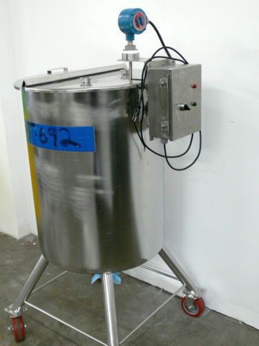 350 LITER STAINLESS STEEL HOLDING TANK - PORTABLE TANK W/ LID &amp; LEVEL INDICATOR