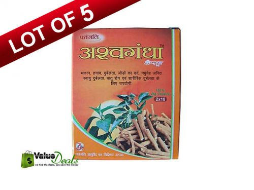 Lot Of 5 Divya Ashwagandha Capsule For Sexual Vitality Power Swami Ramdev