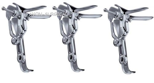 3 NEW PREMIUM GRADE MEDIUM LARGE SMALL GRAVES VAGINAL SPECULUM GYNOCOLOG