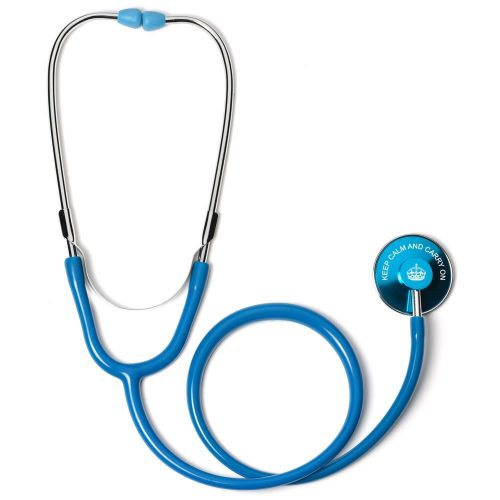 Light Blue Single Head Stethoscope with Keep Calm and Carry On