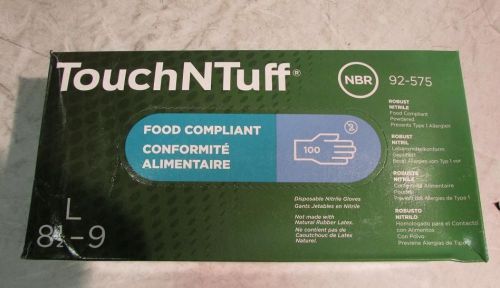 Lot of (10) Ansell TouchNTuff 92-575 Nitrile Glove Blue Large 100PK