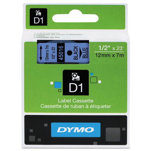 Dymo d1 standard tape cartridge for dymo labelmaker 1/2&#034;x 23ft blk on blue 5 ea for sale