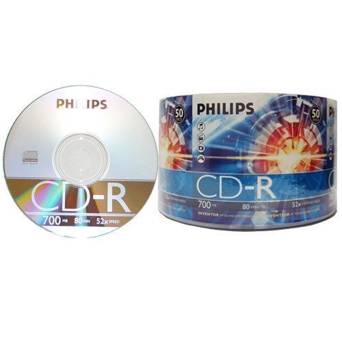 300 philips branded 52x cd-r blank recordable cd cdr media disk disc free ship for sale