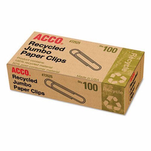 Acco recycled paper clips, jumbo, 100/box, 10 boxes/pack (acc72525) for sale