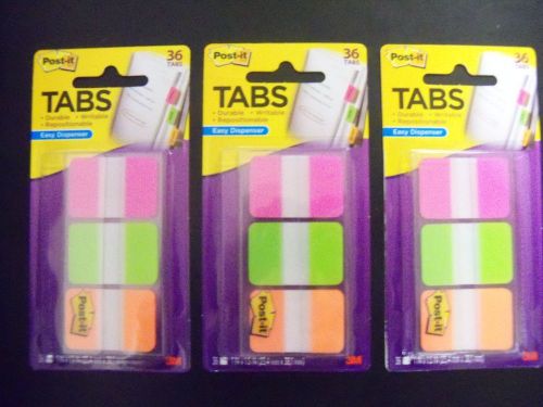 3M Post-it Durable Filing Tab, 1 x 1.5 in, 108 TABS total!!  (3 packs of 36)