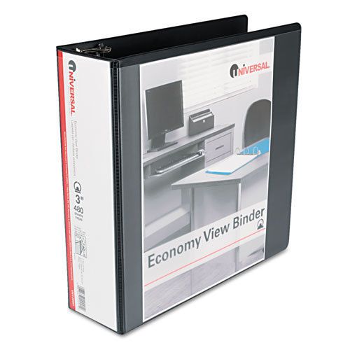 Round Ring Economy Vinyl View Binder, 3&#034; Capacity, Black