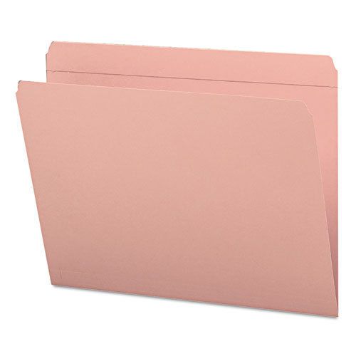 File Folders, Straight Cut, Reinforced Top Tab, Letter, Pink, 100/Box