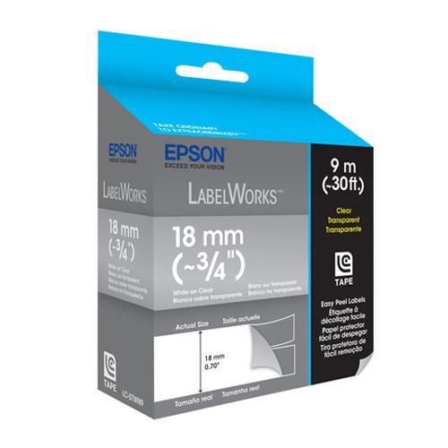Epson labelworks lc-5twn9 clear lc tape cartridge, 3/4&#034; white on clear for sale