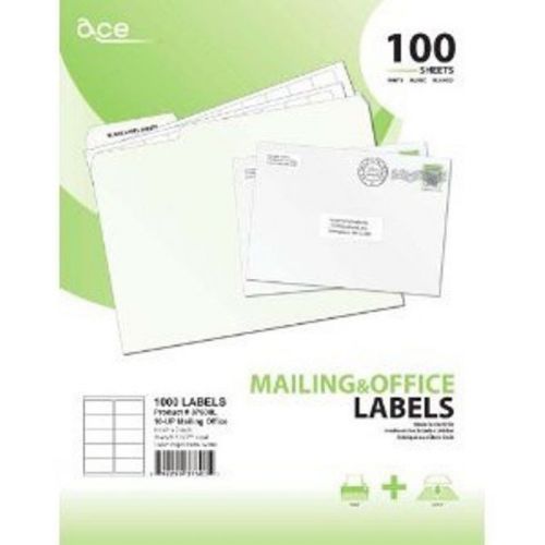 Ace Laser/Inkjet 2&#034; X 4&#034; Labels  1000PK   White #5163