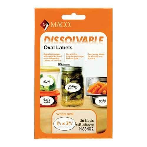 Chartpak Maco Dissolvable Write-On Labels 1-1/3&#039;&#039; x 3-3/4&#039;&#039; Oval 36 Count