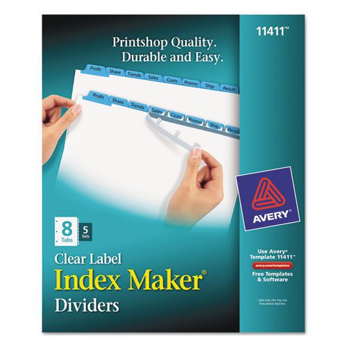 Index Maker Divider w/Color Tabs, Blue 8-Tab, Letter, 5 Sets/Pack