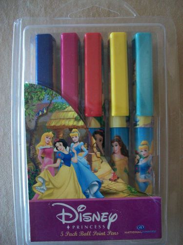 Disney princesses pack of 5 ball point pens by national design, new in package! for sale