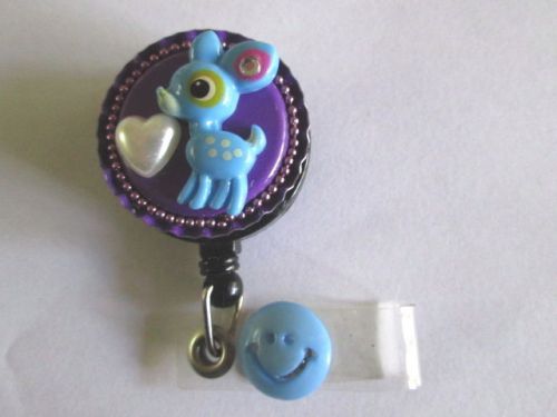 BLUE BABY DEER ID BADGE RETRACTABLE REEL,MEDICAL,NURSE,PEDIATRIC,OFFICE,TEACHER