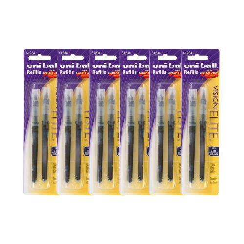 12 Uni-Ball Vision Elite Rollerball Pen Refills, 1.0mm, Bold Point, Blue-Black