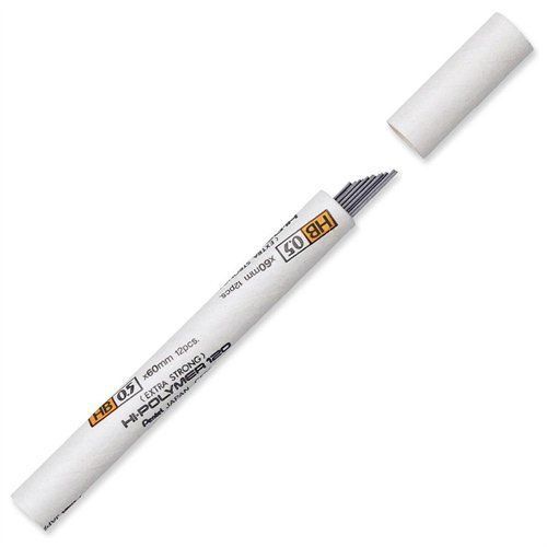 Pentel premium hi-polymer lead - 0.50 mm - fine point - hb - black - 12 (c525hb) for sale