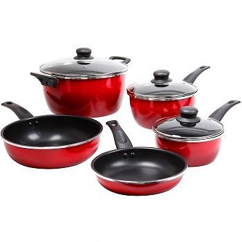 Windberg 8pc Aluminum, Cookware Set-Red