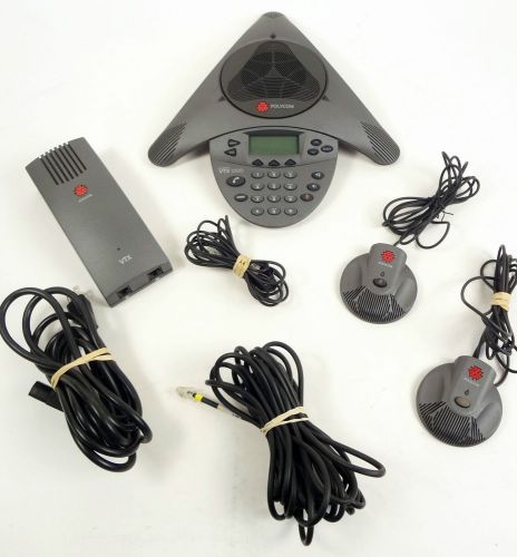 Polycom vtx1000 2201-07142-001 conference phone w power module 2 mics and cables for sale