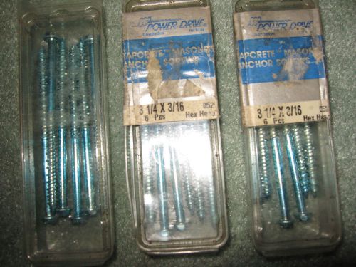 Simpson vsi masonary anchor screws 18 pcs. 3 1/4 x 3/16 dia.hex hd. for sale