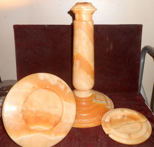 PEACH COLORED MARBLE ASHTRAY FOR SCRAP BROKEN ~ MADE IN MEXICO