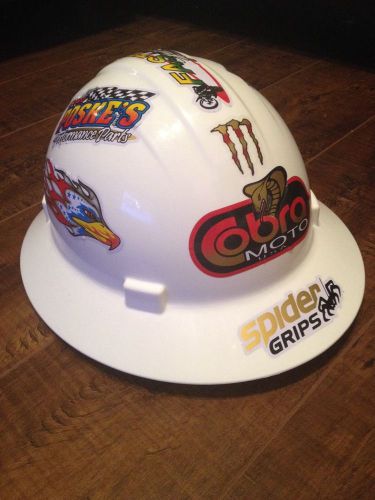 Custom Stickered Hard Hat Full Brim White Complies With OSHA