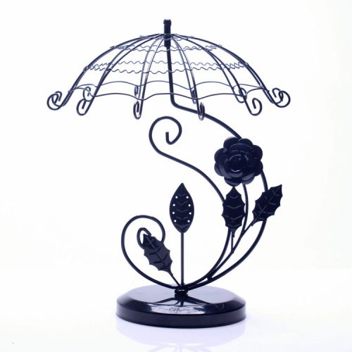 Retro European Style Rotate Jewelry Display Stand Holder Earring Rack Iron Black