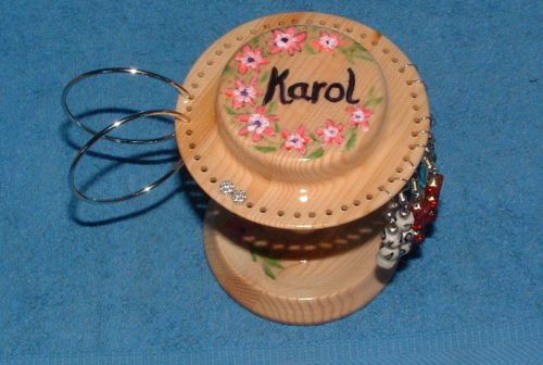 PERSONALISED  PINE WOOD EARRING HOLDER DISPLAY STAND