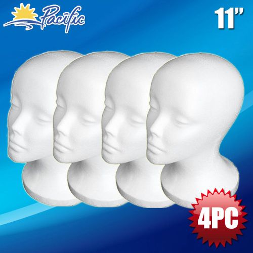 Female STYROFOAM FOAM MANNEQUIN MANIKIN head wig display hat glasses 11&#034; 4pc