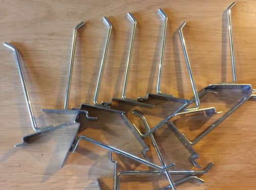 6&#034; Girdwall Peg Hook 3.5&#034; Grid Panel Store Display Fixture Chrome Lot of 190